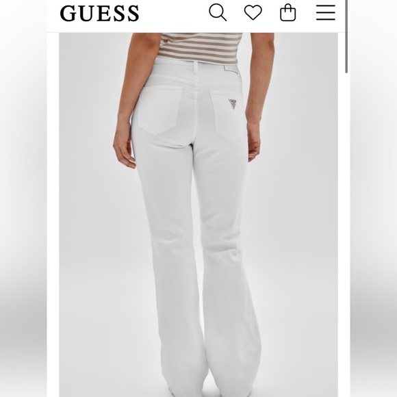 NWOT GUESS HIGH WAISTED WIDE LEG BOOT CUT WHITE JEANS SZ 23 - Picture 6 of 7